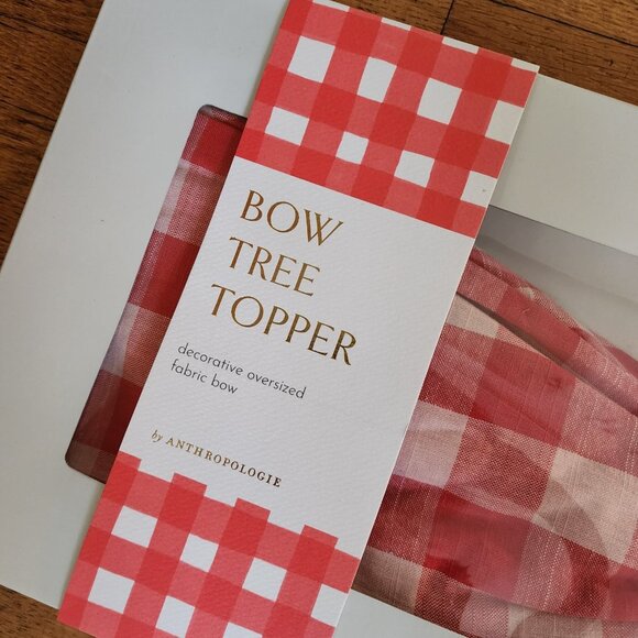 Anthropologie Gingham Bow Tree Topper Red NIP - Picture 7 of 9